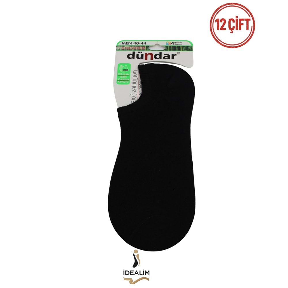 DÜNDAR PLUS 12Lİ ERKEK SNEAKERS ÇORAP - BAMBU - 6883-SİYAH-40-44