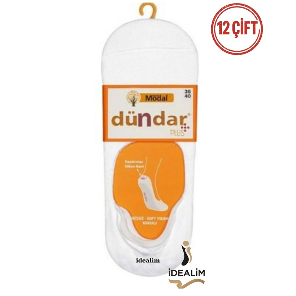 DÜNDAR PLUS 12Lİ KADIN MODAL BABET - MODAL - BEYAZ - 36-40