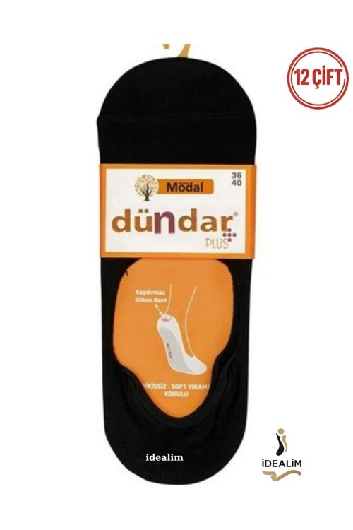 DÜNDAR PLUS 12Lİ KADIN MODAL BABET - MODAL - SİYAH - 36-40