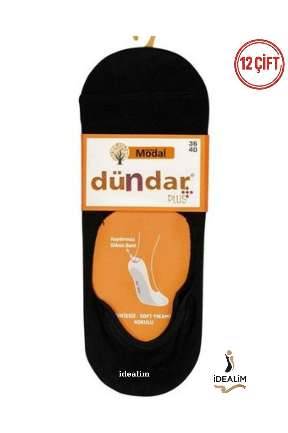 DÜNDAR PLUS 12Lİ KADIN MODAL BABET - MODAL - SİYAH - 36-40