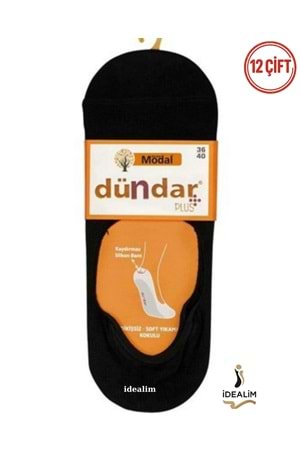 DÜNDAR PLUS 12Lİ KADIN MODAL BABET - MODAL - SİYAH - 36-40
