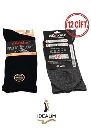 DÜNDAR PLUS 12Lİ MODAL DİYABETİK SOKET - MODAL-DİYABET - ASORTİ - 40-44