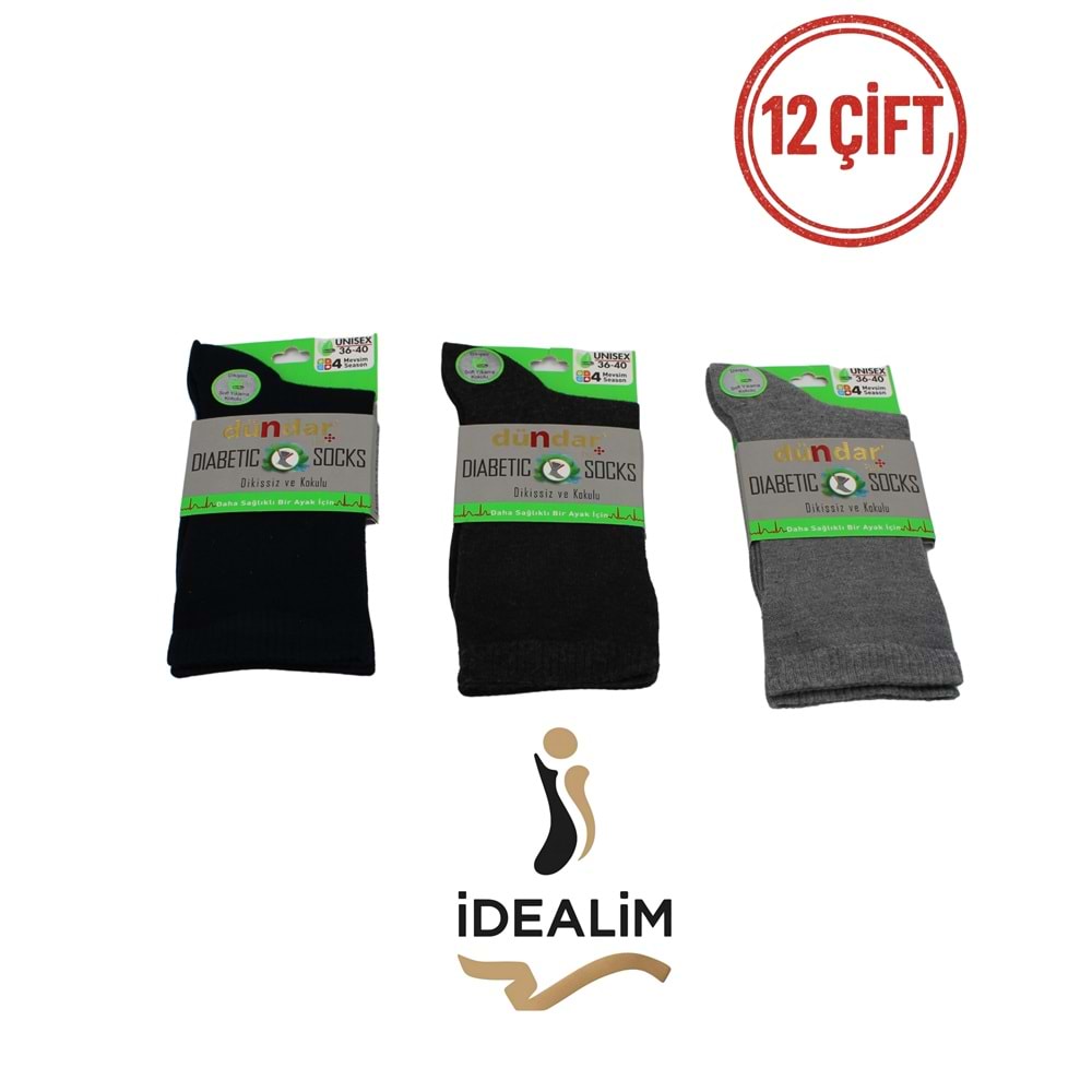 DÜNDAR 12Lİ UNİSEX BAMBU DİYABETİK ÇORAP