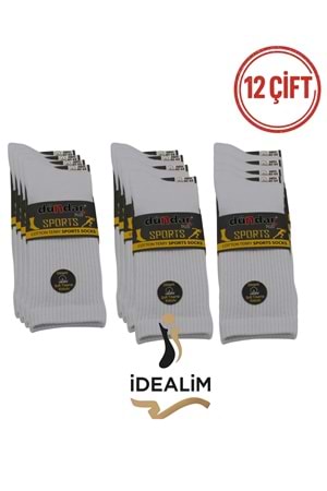 DÜNDAR ERKEK COTTON TABAN HAVLU TENİS ÇORAP - COTTON - BEYAZ - 40-44