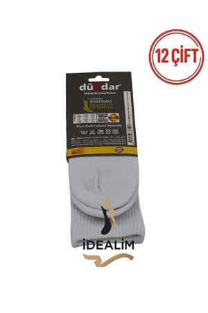 DÜNDAR ERKEK COTTON TABAN HAVLU TENİS ÇORAP - COTTON - BEYAZ - 40-44