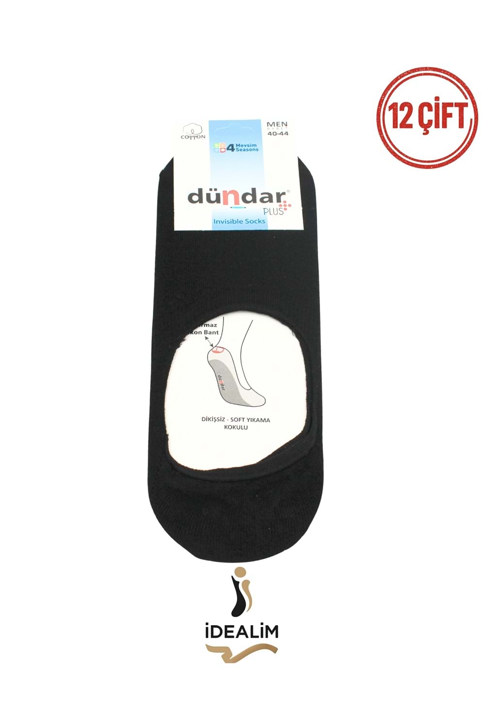 DÜNDAR PLUS 12Lİ ERKEK COTTON BABET ÇORAP - 8207-LACİVERT-40-44
