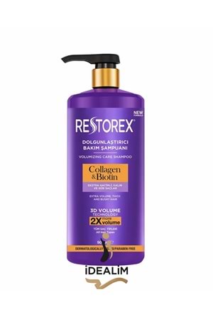 Restorex 900ML Dolgunlaştırıcı Bakım Şampuan Collagen+Biotin (Ekstra Hacimli Kalın ve Gür Saçlar)