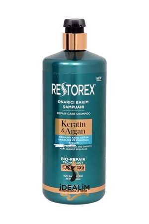 Restorex 900ML Onarıcı Bakım Şampuan Keratin+Argan (Kırılmaya Karşı Yoğun Onarılmış ve Pürüzsüz Saçlar)