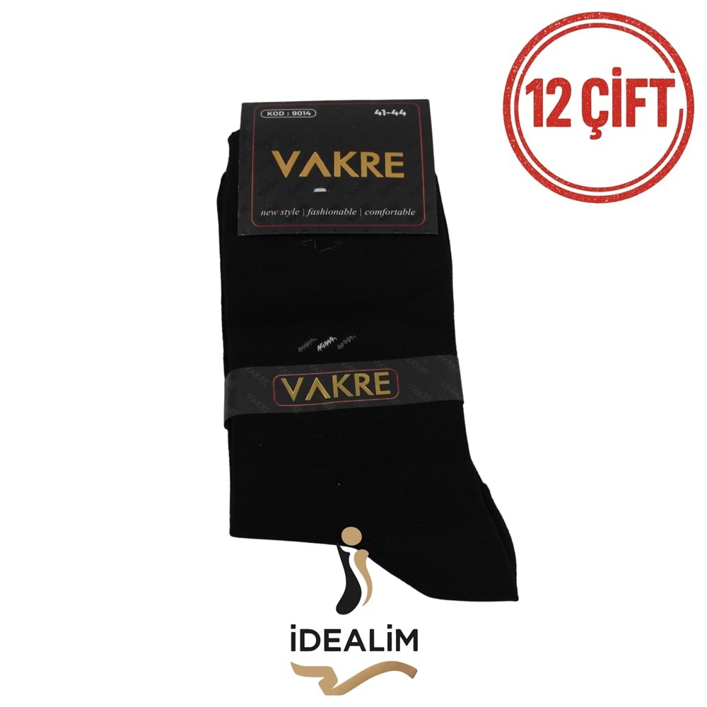 VAKRE 12Lİ ERKEK SOKET ÇORAP - COTTON-1 DESEN - ASORTİ - 40-44