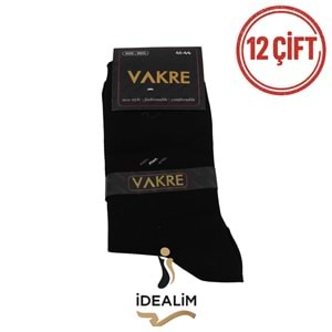 VAKRE 12Lİ ERKEK SOKET ÇORAP - COTTON-1 DESEN - ASORTİ - 40-44