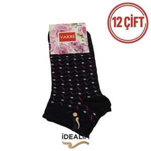 VAKRE 12Lİ ERKEK PATİK ÇORAP - E-P-NOKTA DESEN PTK - ASORTİ - 40-44