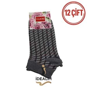 VAKRE 12Lİ ERKEK PATİK ÇORAP - E-P-NOKTA DESEN PTK - ASORTİ - 40-44