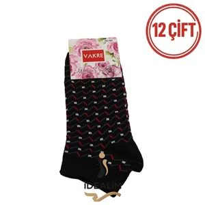 VAKRE 12Lİ ERKEK PATİK ÇORAP - E-P-NOKTA DESEN PTK - ASORTİ - 40-44