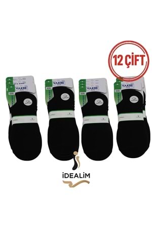 VAKRE 12Lİ ERKEK PENYE SNEAKERS ÇORAP - SİYAH - 40-44