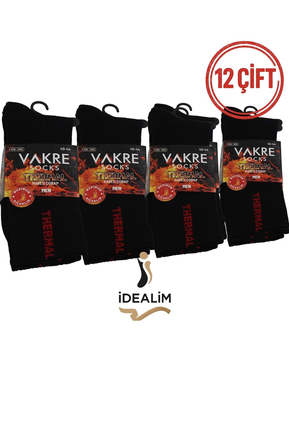 VAKRE 12Lİ ERKEK TERMAL HAVLU SOKET - THERMAL-HAVLU - ASORTİ - 40-44