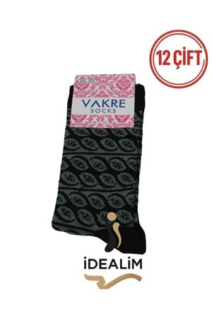 VAKRE 12Lİ BAYAN SOKET ÇORAP - COTTON-B-HALKA DESEN - ASORTİ - 36-40