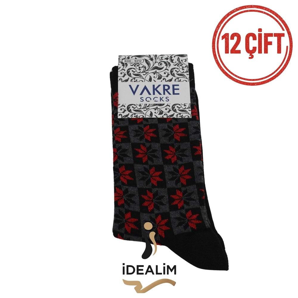 VAKRE 12Lİ BAYAN SOKET ÇORAP - COTTON-B-1 - ASORTİ - 36-40