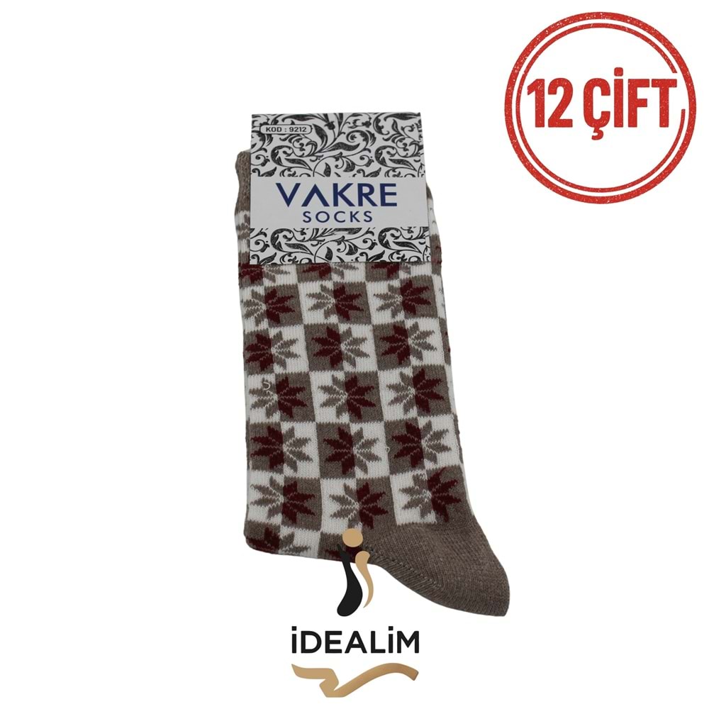 VAKRE 12Lİ BAYAN SOKET ÇORAP - COTTON-B-1 - ASORTİ - 36-40
