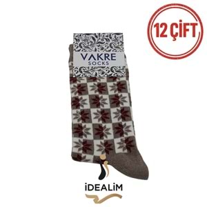 VAKRE 12Lİ BAYAN SOKET ÇORAP - COTTON-B-1 - ASORTİ - 36-40
