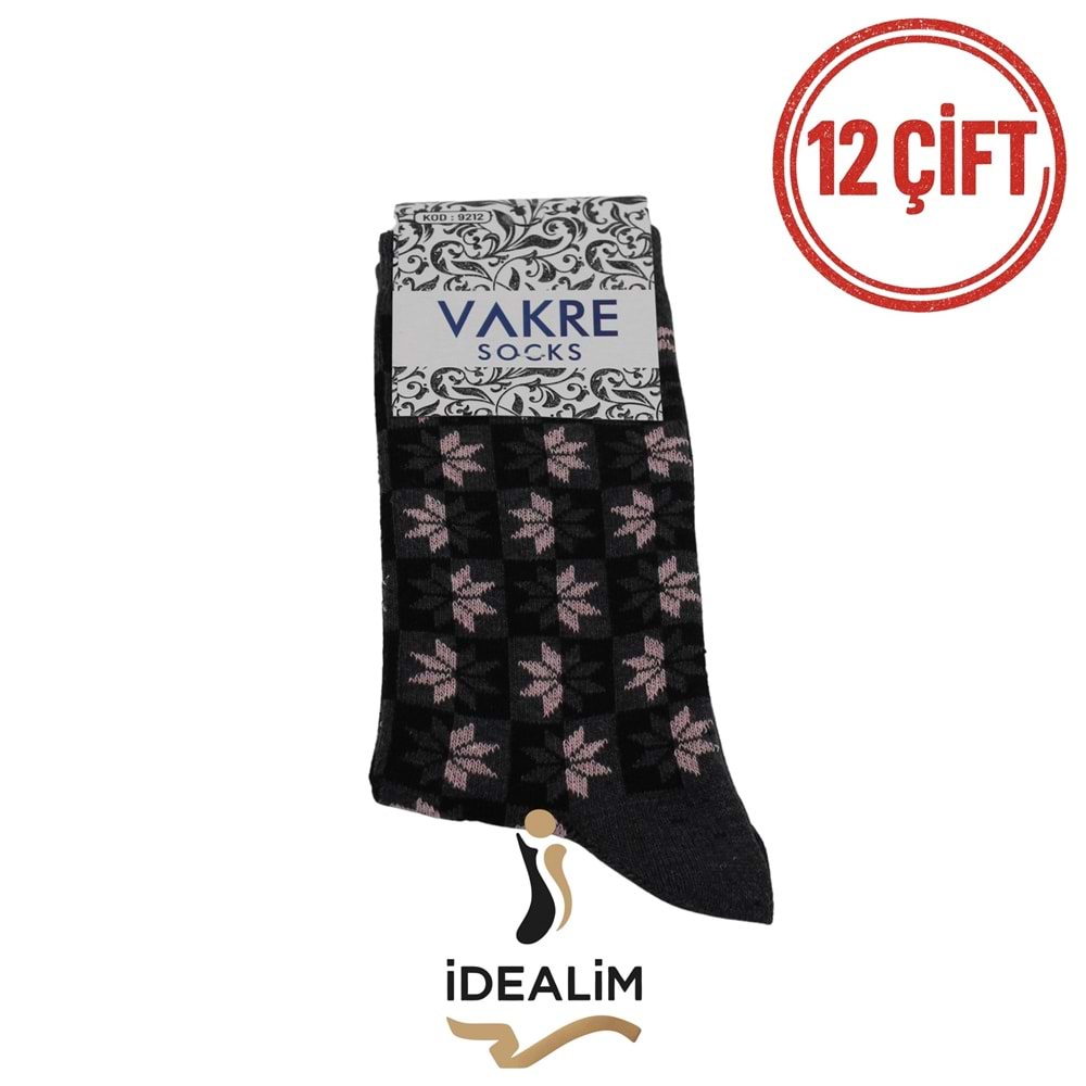 VAKRE 12Lİ BAYAN SOKET ÇORAP - COTTON-B-1 - ASORTİ - 36-40