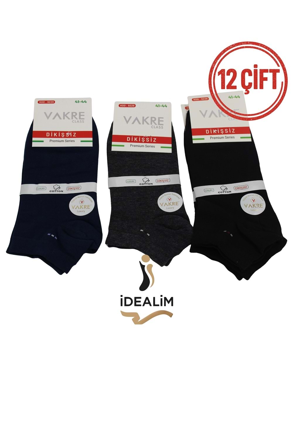 VAKRE 12Lİ ERKEK PATİK-DİKİŞSİZ (Penye)