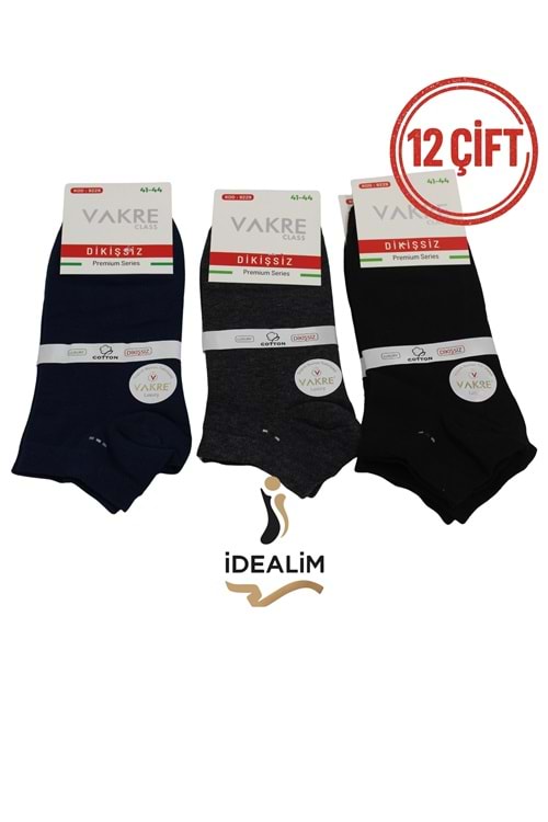 VAKRE 12Lİ ERKEK PATİK-DİKİŞSİZ (Penye)