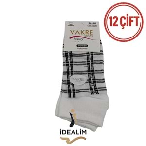 VAKRE 12Lİ BAYAN PENYE PATİK ÇORAP - B-P-ÇİZGİLİ PTK - ASORTİ - 36-40