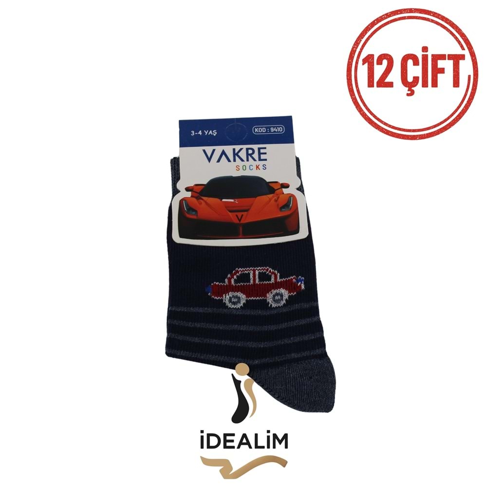 VAKRE 12Lİ ÇOCUK SOKET ÇORAP - ERK ÇOCUK-RACE BİG - ASORTİ - 7-8