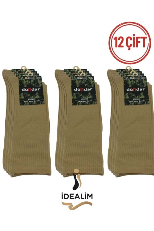 DÜNDAR PLUS 12Lİ 4 MEVSİM ASKER ÇORAP - 9501-Y.HAKİ-40-44