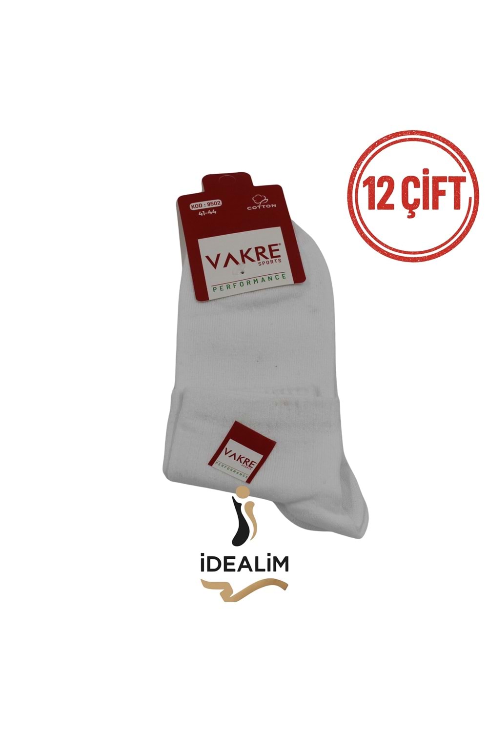 VAKRE 12Lİ ERKEK KOLEJ-UZUN KONÇ - KOLEJ-E-UZUN - BEYAZ - 40-44