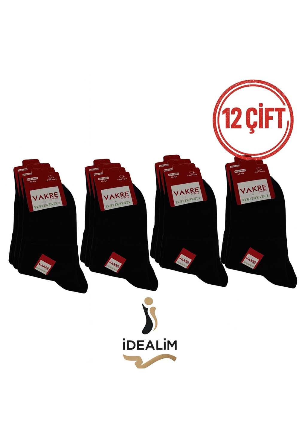 VAKRE 12Lİ ERKEK KOLEJ-UZUN KONÇ - KOLEJ-E-UZUN - SİYAH - 40-44