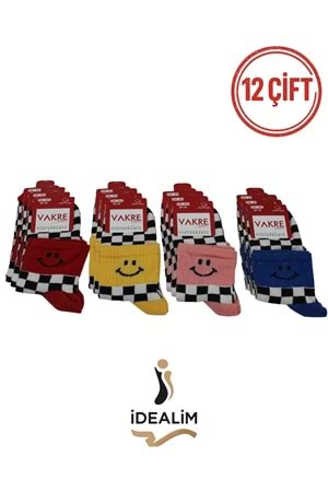 VAKRE 12Lİ BYN ORTA KONÇ KOLEJ ÇORAP - KOLEJ-KARELİ GÜLÜCÜK - ASORTİ - 36-40