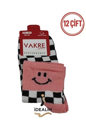 VAKRE 12Lİ BYN ORTA KONÇ KOLEJ ÇORAP - KOLEJ-KARELİ GÜLÜCÜK - ASORTİ - 36-40