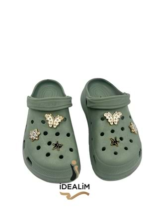 İDEALİM Rahat Tabanlı Yüksek Ölçekli Hastane Aşçı Hemşire Doktor Terliği - 222 FİĞÜRLÜ SÜSLÜ - ÇAĞLA YEŞİLİ (BEYAZ) - 36