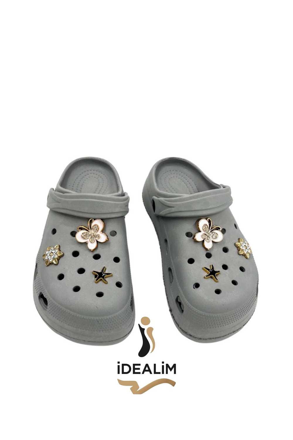 İDEALİM Rahat Tabanlı Yüksek Ölçekli Hastane Aşçı Hemşire Doktor Terliği - 225 TAŞLI - KOYU GRİ - 37