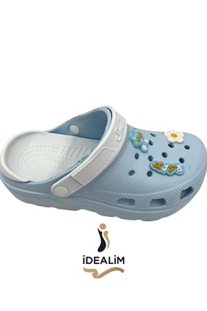 İDEALİM Rahat Tabanlı Yüksek Ölçekli Hastane Aşçı Hemşire Doktor Terliği - 222 FİĞÜRLÜ SÜSLÜ - MAVİ - 40