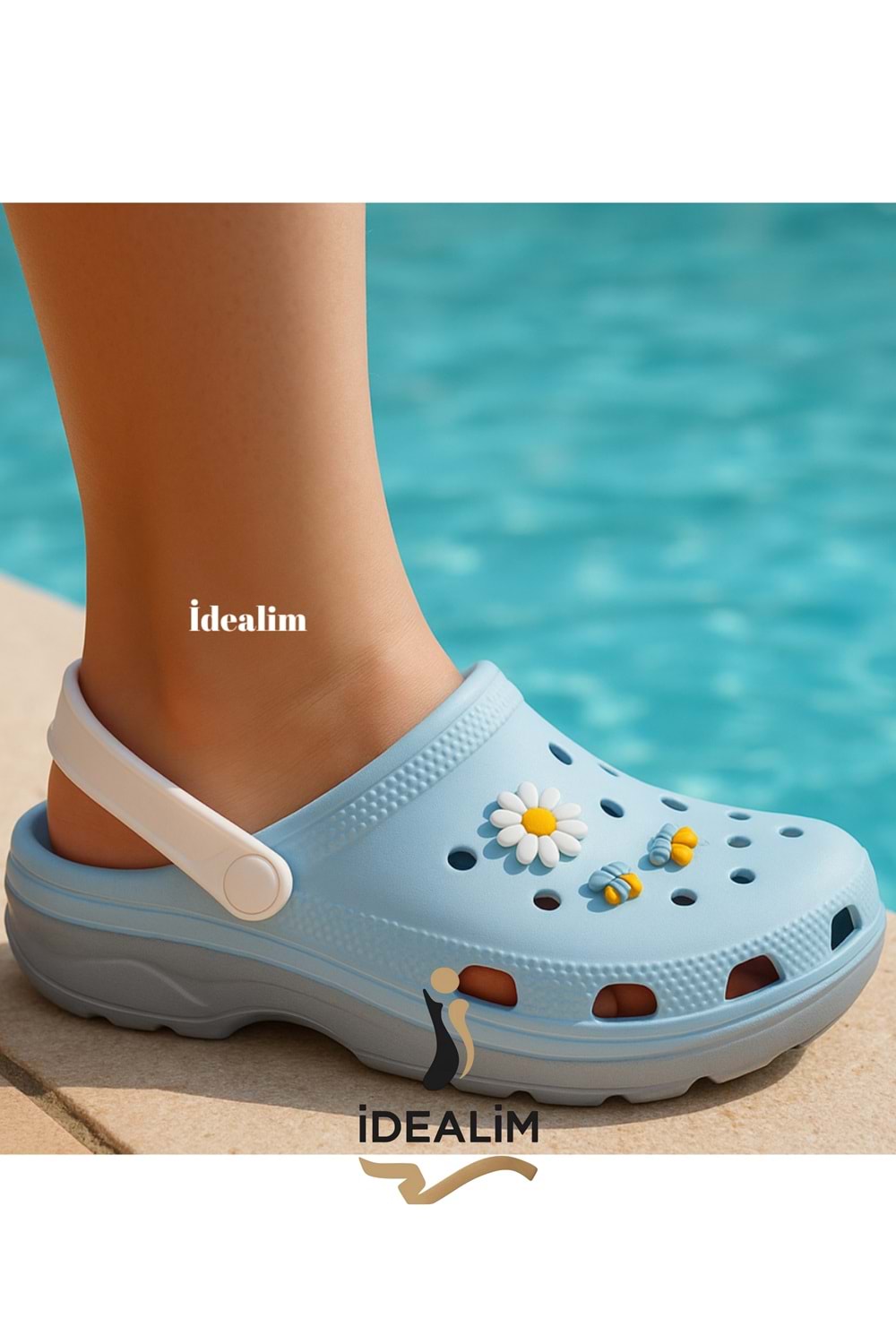 İDEALİM Rahat Tabanlı Yüksek Ölçekli Hastane Aşçı Hemşire Doktor Terliği - 222 FİĞÜRLÜ SÜSLÜ - MAVİ - 40