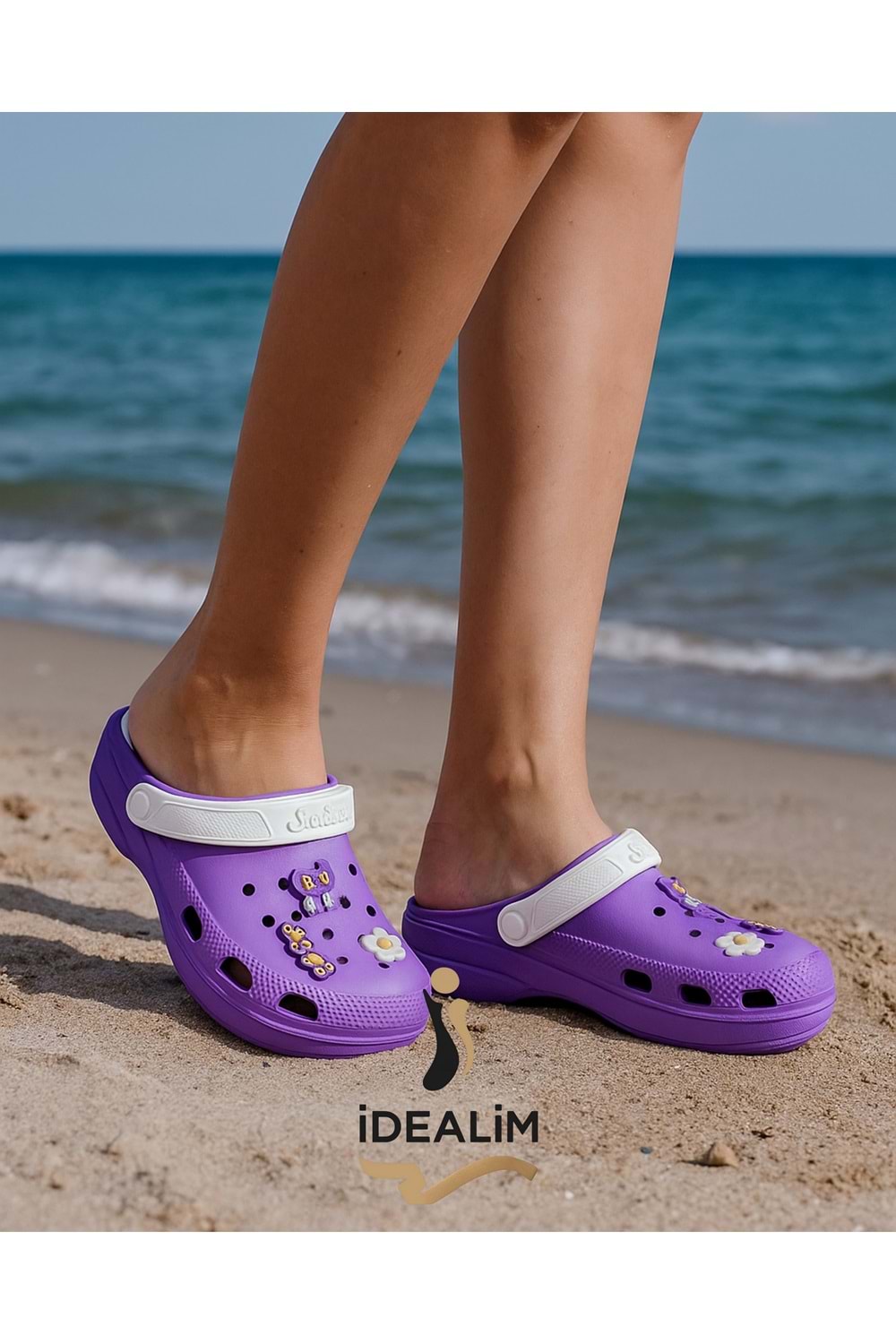 İDEALİM Rahat Tabanlı Yüksek Ölçekli Hastane Aşçı Hemşire Doktor Terliği - 222 FİĞÜRLÜ SÜSLÜ - MOR (BEYAZ) - 40