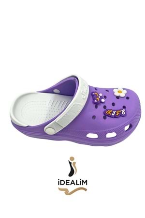 İDEALİM Rahat Tabanlı Yüksek Ölçekli Hastane Aşçı Hemşire Doktor Terliği - 222 FİĞÜRLÜ SÜSLÜ - MOR (BEYAZ) - 40