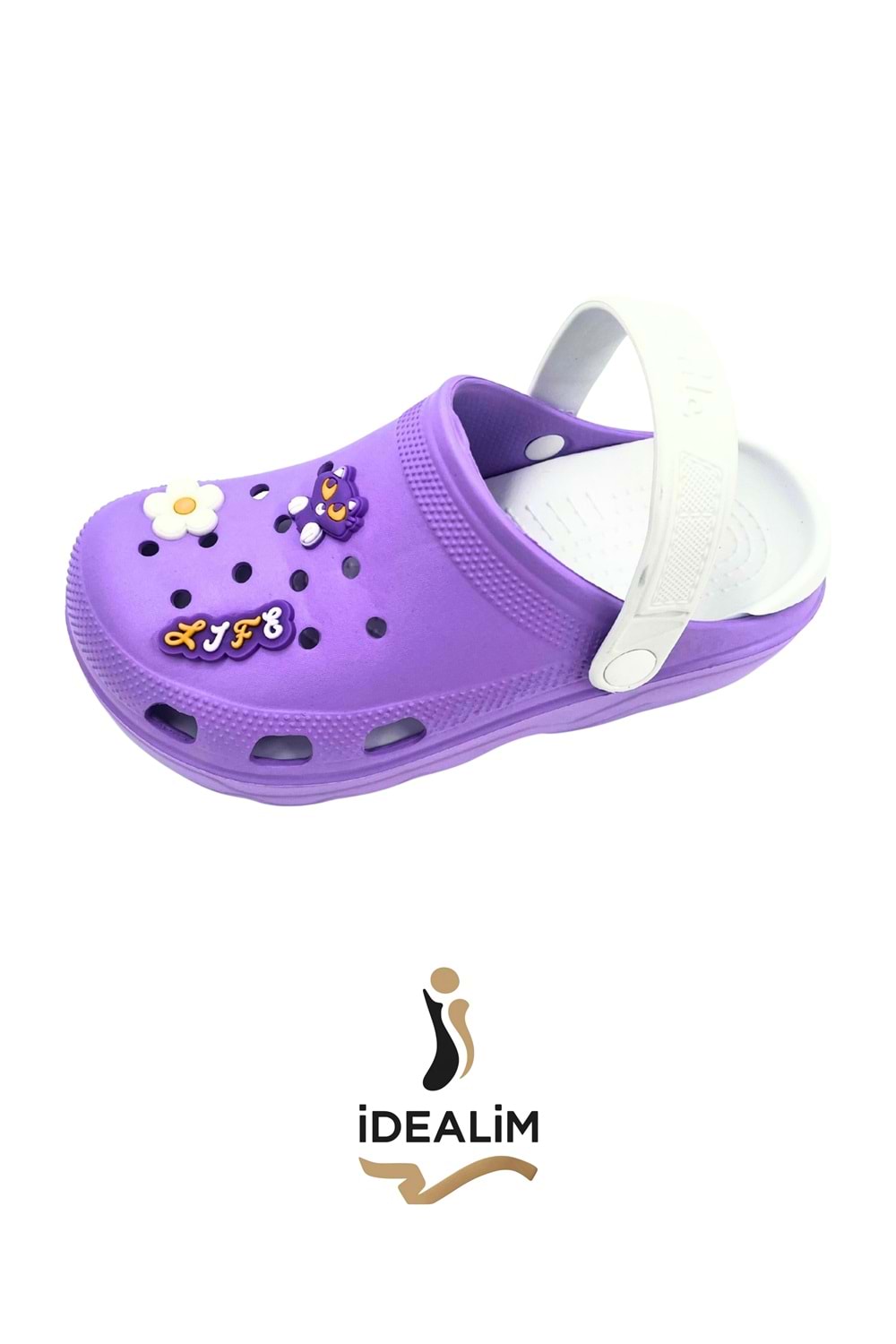 İDEALİM Rahat Tabanlı Yüksek Ölçekli Hastane Aşçı Hemşire Doktor Terliği - 222 FİĞÜRLÜ SÜSLÜ - MOR (BEYAZ) - 40