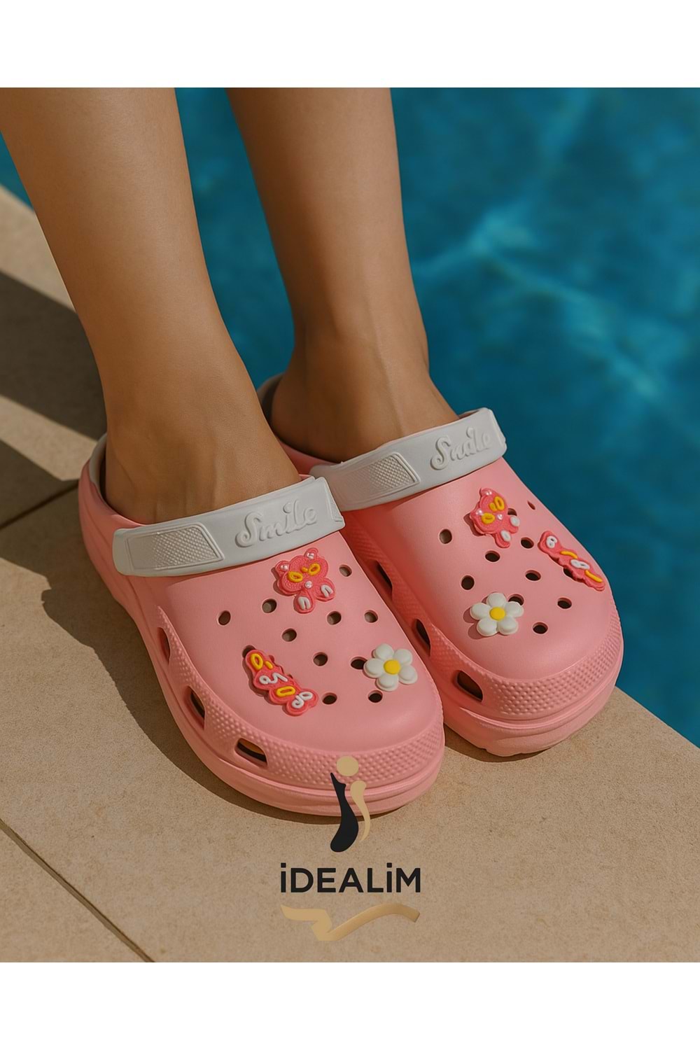 İDEALİM Rahat Tabanlı Yüksek Ölçekli Hastane Aşçı Hemşire Doktor Terliği - 222 FİĞÜRLÜ SÜSLÜ - PUDRA (BEYAZ) - 40