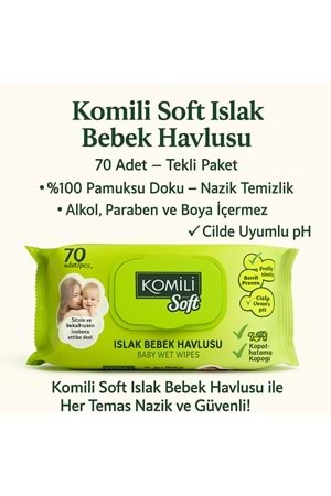 KOMİLİ SOFT ISLAK BEBEK HAVLUSU 70Lİ