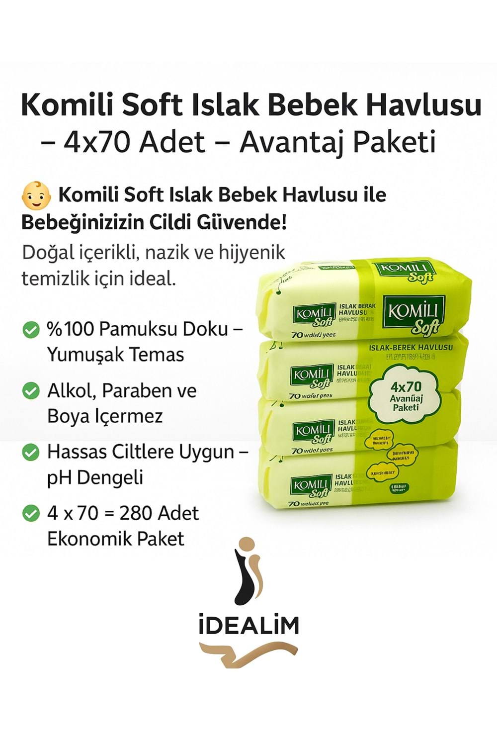 KOMİLİ SOFT ISLAK BEBEK HAVLUSU 4*70