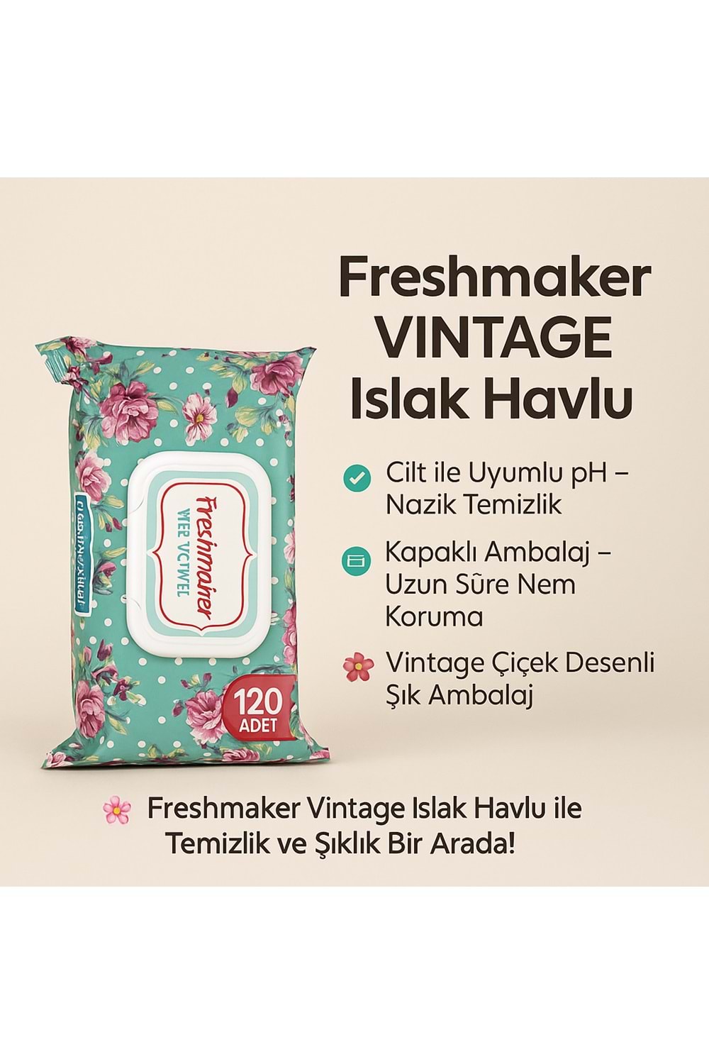 FREESMAKER 120Lİ VİNTAGE ISLAK MENDİL