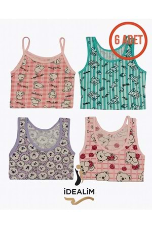 DORUK KIZ ÇOCUK 6LI EMP İP ASKILI ATLET - KIZ İP ASKILI - ASORTİ - 2