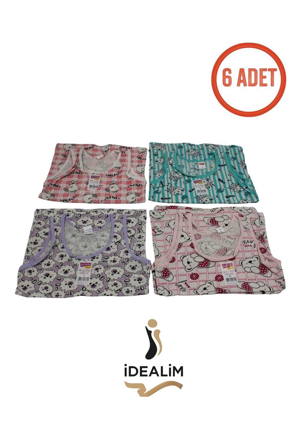 DORUK KIZ ÇOCUK 6LI EMP GENİŞ ASKILI ATLET - KIZ GEN ASKILI - ASORTİ - 2