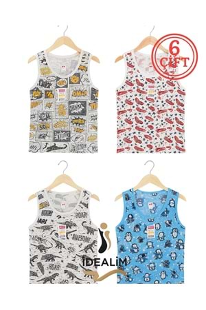 DORUK 6LI ERK ÇOCUK BASKILI ATLET - ASORTİ - 4