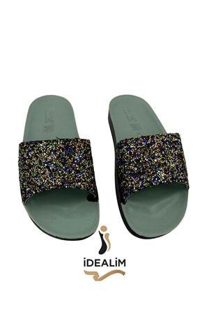 Bayan Taşlı Terlik - DAYE - BAYAN TAŞLI - RENKLİ - 36